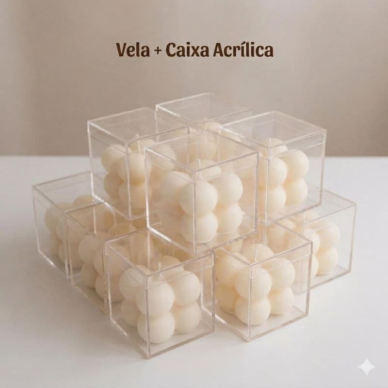 Velas Mini Bubble Aromáticas - 50 Velas Com Caixa Acrílica, Aroma Delicioso, Decoração Versátil