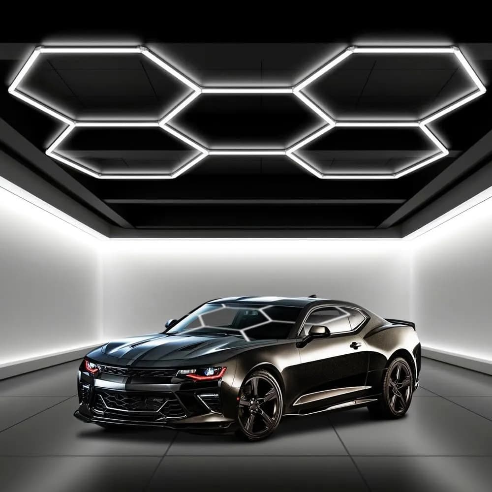 Luminária LED Hexagonal Colmeia 192W (5 Unidades), Bivolt - Ideal para Garagem, Barbearia e Oficinas