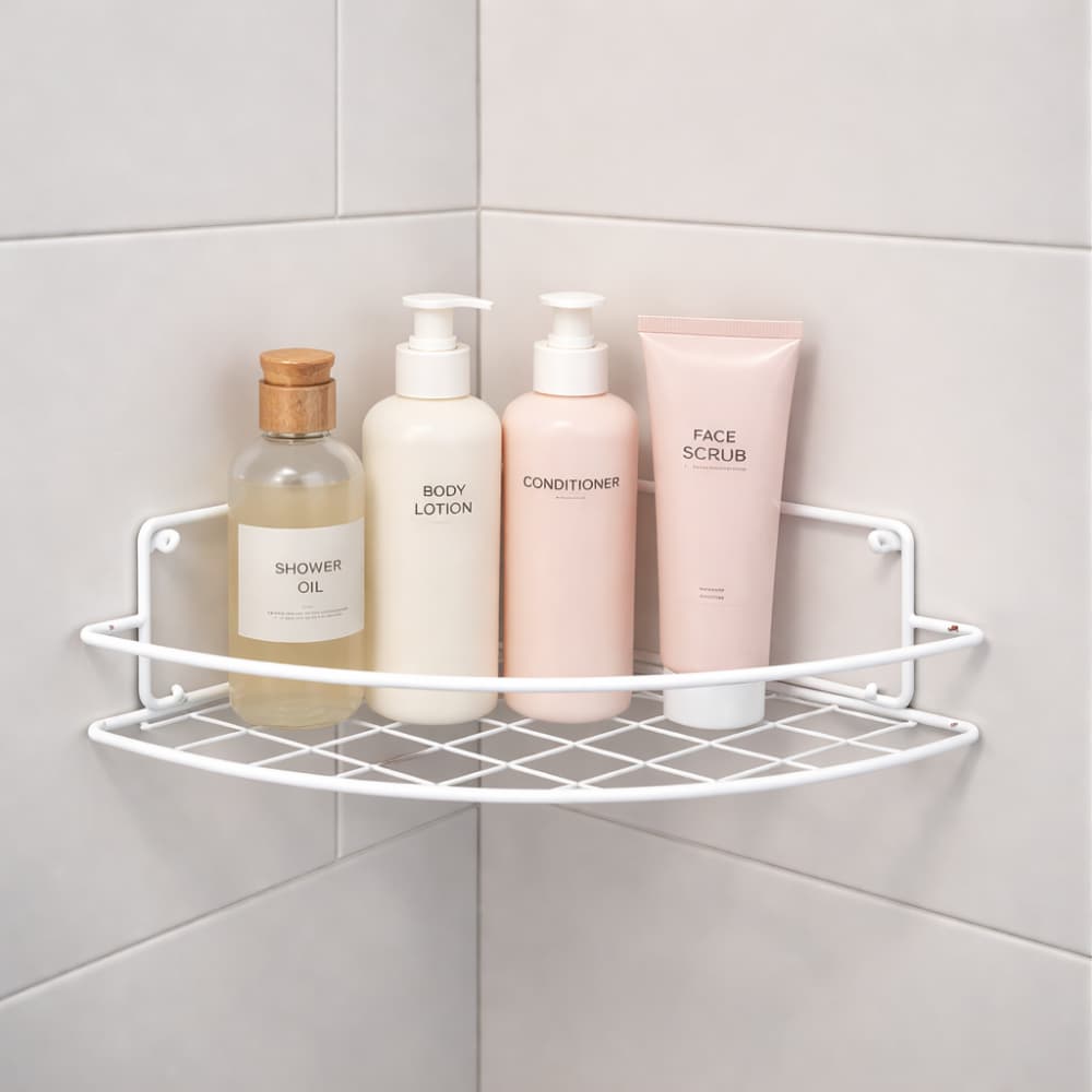 Suporte de Canto Porta Shampoo Cantoneira Multiuso Organizador Banheiro Cozinha Lavanderia.