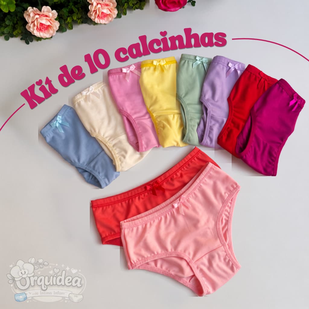 Kit 10 Calcinhas Femininas Lisas Confortáveis Macias Cores Sortidas Cintura Baixa Dia a Dia