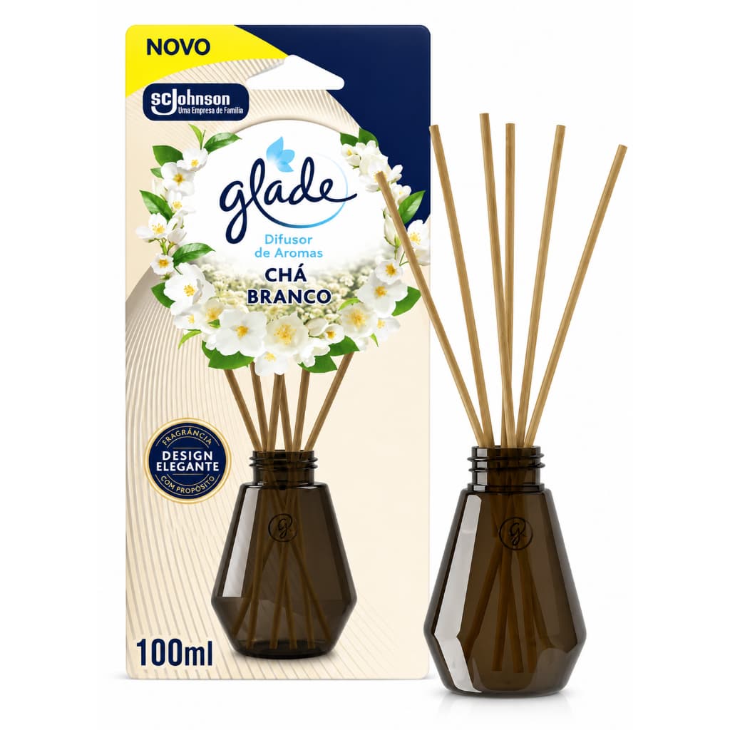 Difusor De Ambiente Varetas Com óleo Essencial Glade - Chá Branco 100ml