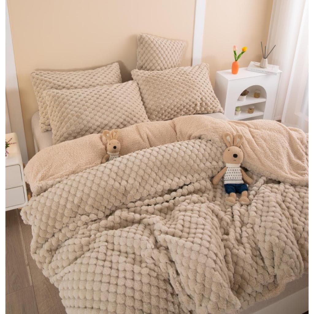Coberdrom Queen Texturizado Pelo de Coelho com Sherpa Cobertor Grosso Premium Inverno Casal Queen