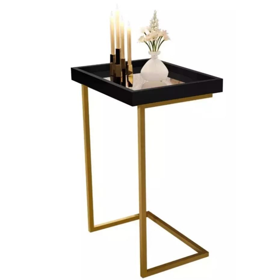 Mesa Lateral de Apoio Luxo Espelhada 4774 MDP Pés de Ferro