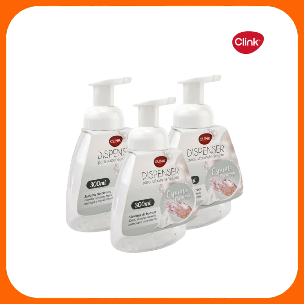 Kit Saboneteira Líquida Dispenser Faz Espuma 300ml - Clink
