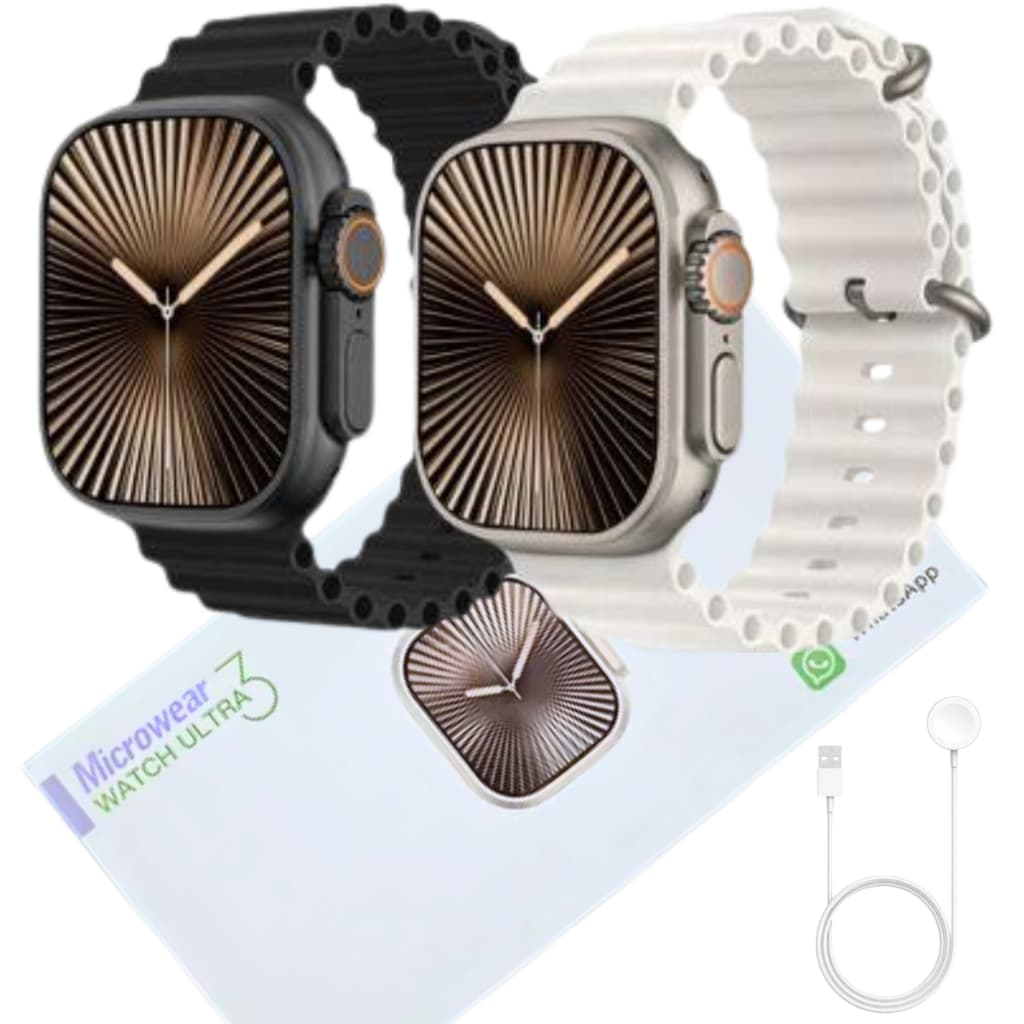 Smarwatch Ultra Watch Relogio Microwear Masculino Feminino U3W Gps Tela Amoled 2.2 49mm Kit Pulseira Extra Pelicula Case
