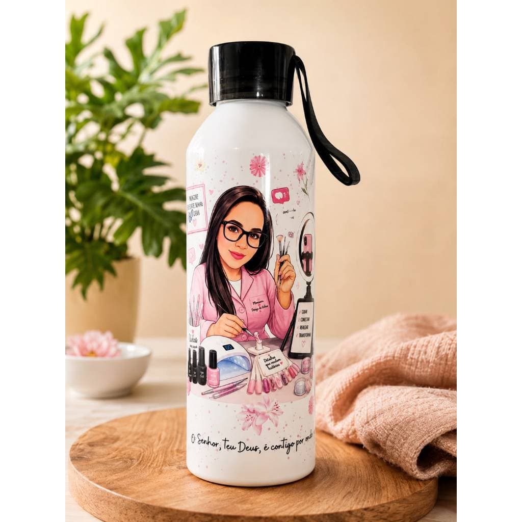 Garrafa Alumínio 650ml Personalizada | Foto, Nome, Logo ou Arte Exclusiva | Presente Criativo