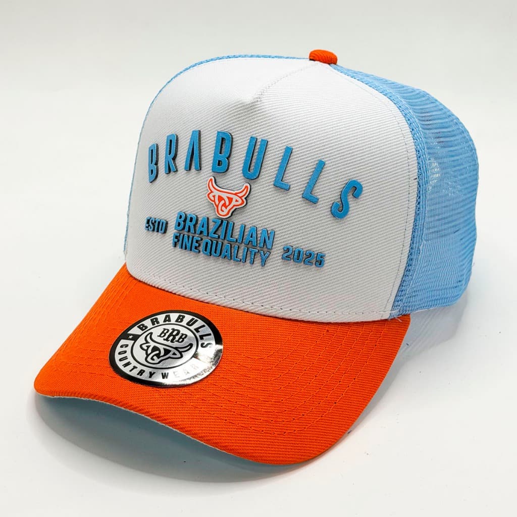 Boné Trucker Brabulls Brazilian Fine Quality Bordado Aba Curva Tela Ajustável Masculino Moda Premium