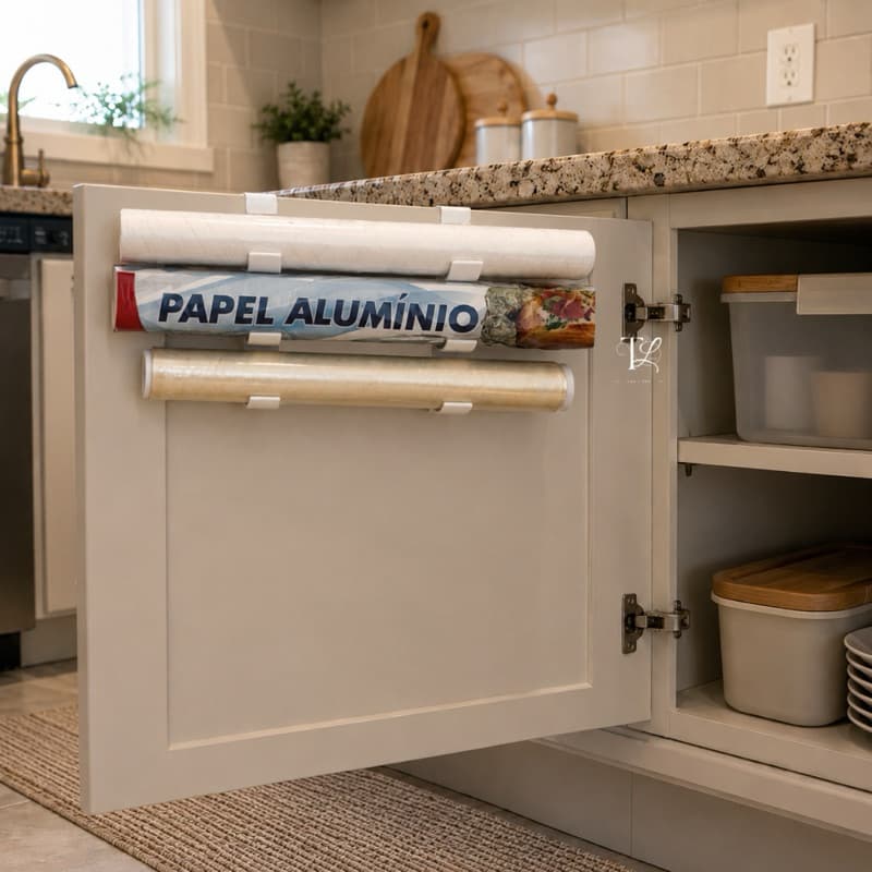 Suporte Porta Rolos de Plástico Filme, Papel Alumínio, Papel Manteiga