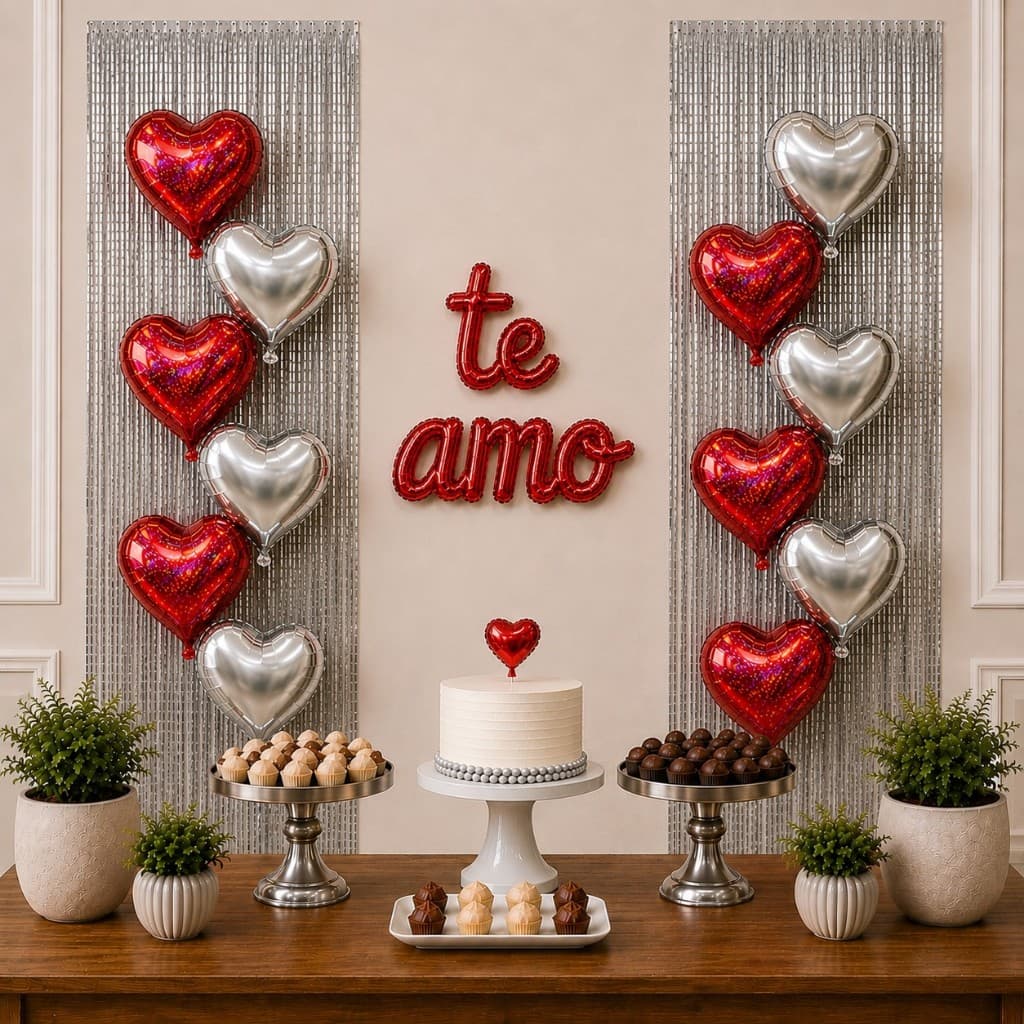 Kit Balão Te Amo Metalizado Manuscrito Festa Casamento Namoro Noivado Dia dos Namorados