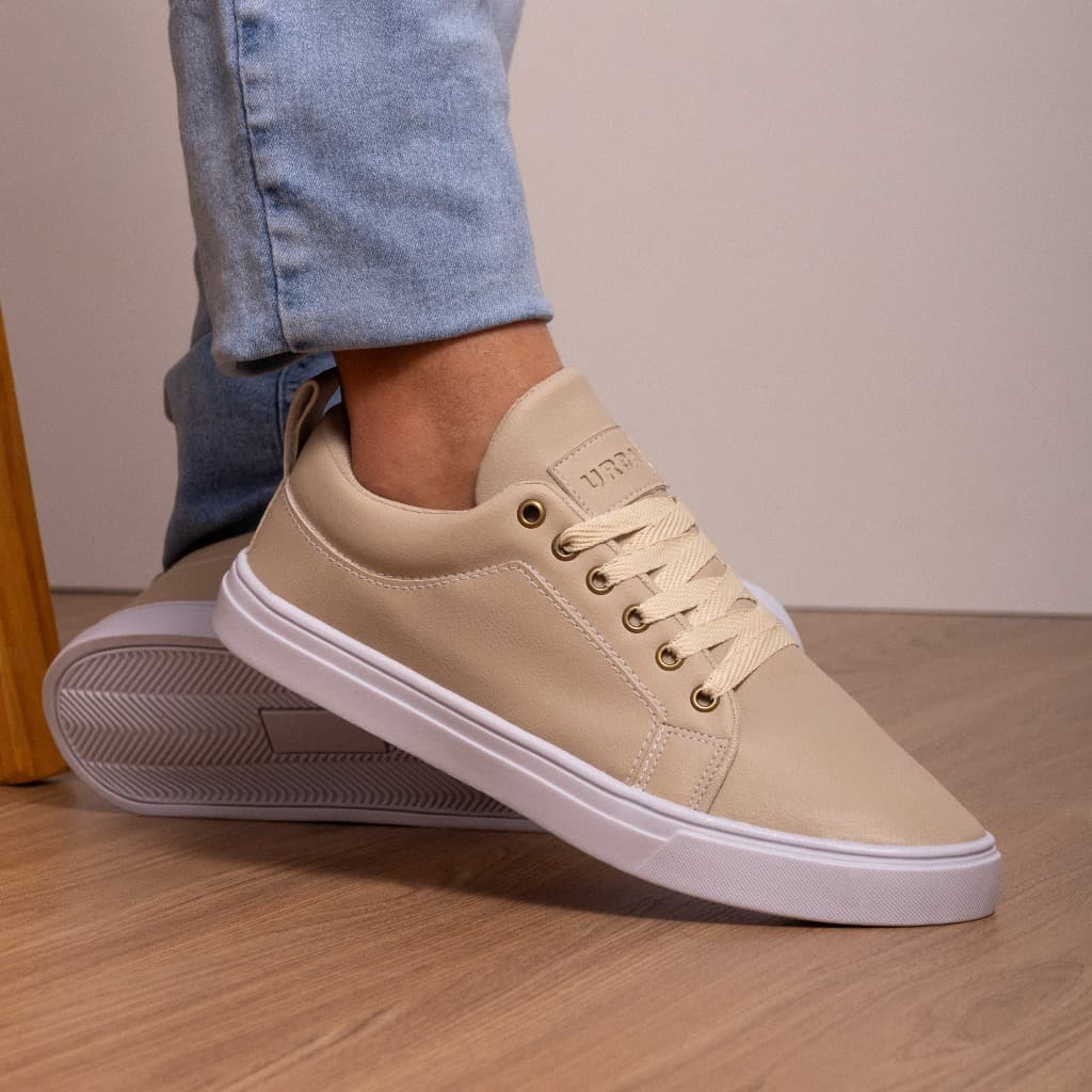 Sapatenis Urban Casual Liso Em Couro Sintético
