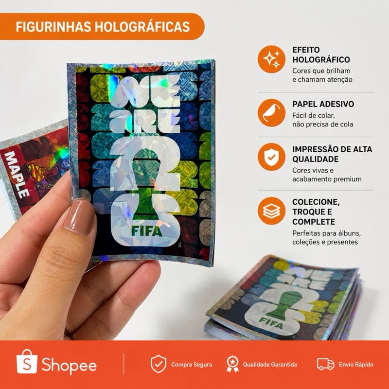 Escudo Figurinha especial Brilhante Copa escolha a sua/ papel holográfico alta qualidade colecionar