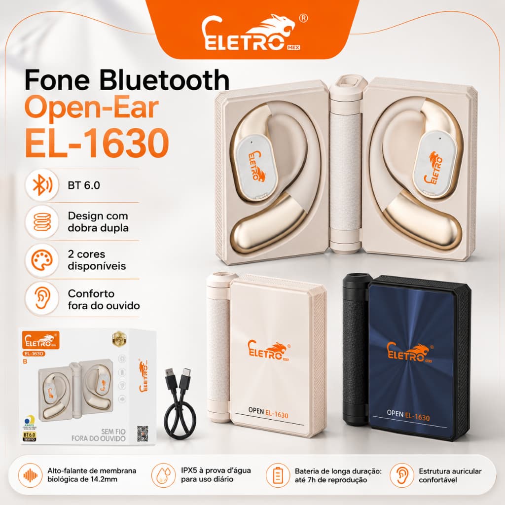 Eletromex Fone de Ouvido Bluetooth Sem Fio Compatível com Samsung iPhone com Microfone