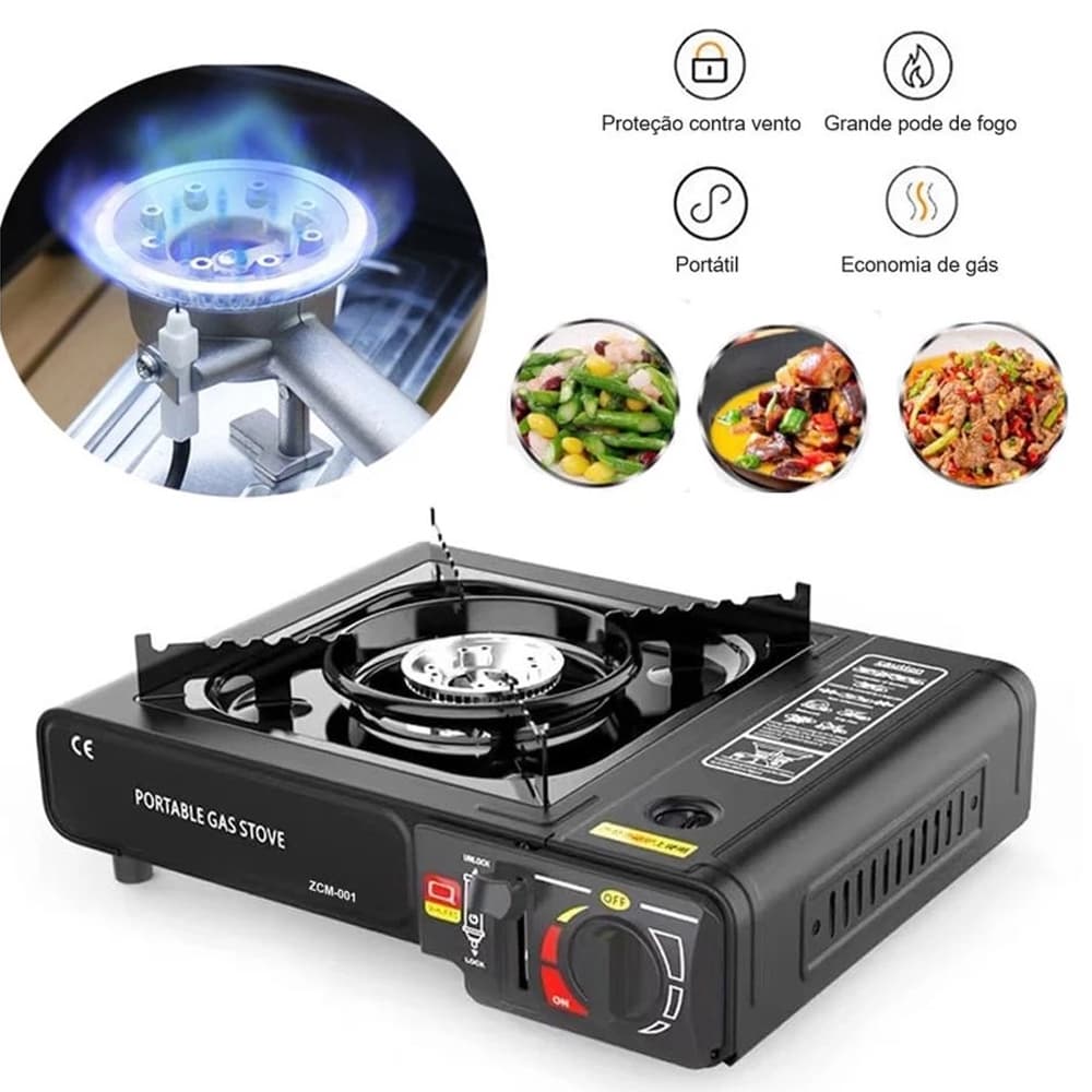 Fogão Portátil Multiuso - Design Compacto, Acendimento Automático, Ideal para Camping