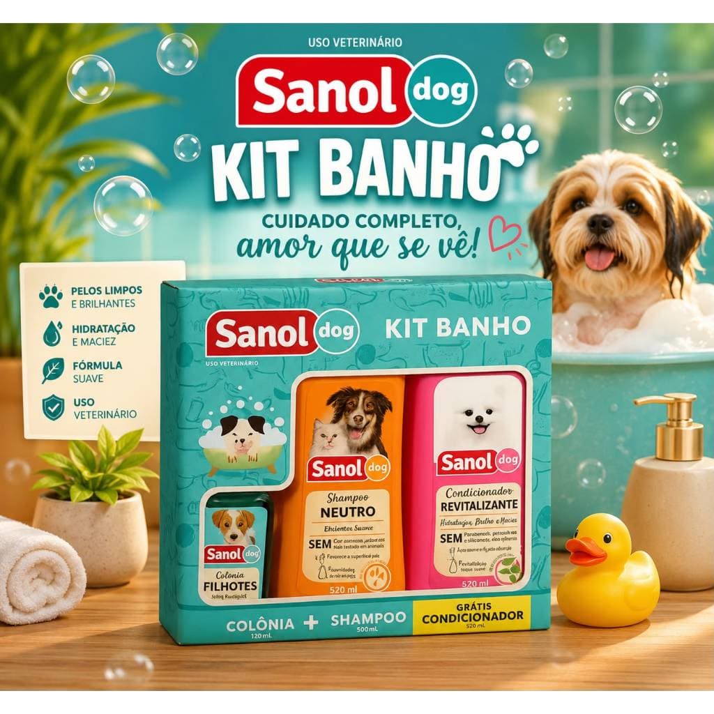 Kit Sanol Dog  (Shampoo + Condicionador + Colônia)