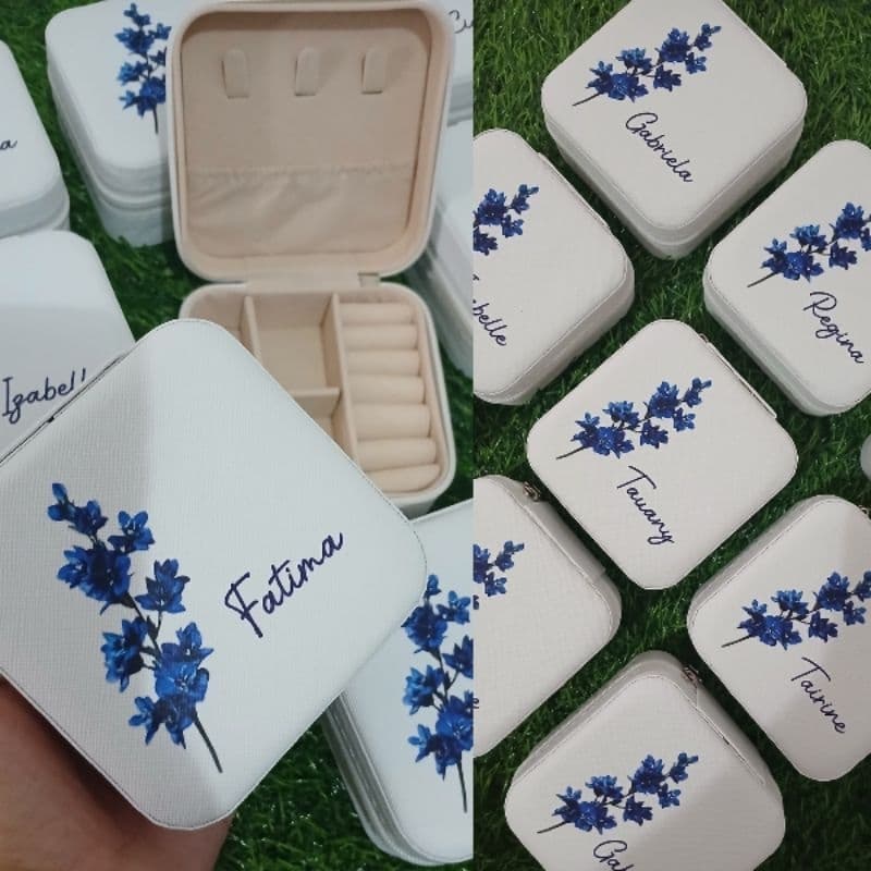 Porta Joia personalizado casamento madrinhas azul floral