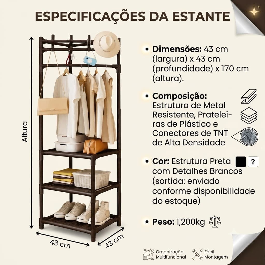 Estante Organizadora De Canto 3 Prateleiras Multiuso Banheiro Cozinha Quarto Sortida