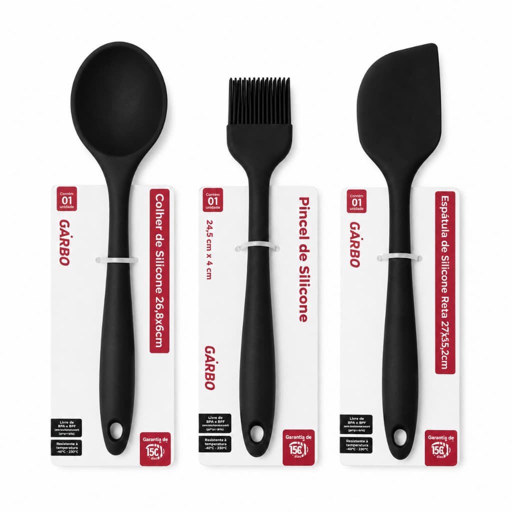 Kit Colher Silicone Pincel Culinário Pão Duro Espatula Utensílios Para Cozinha Forte Macio