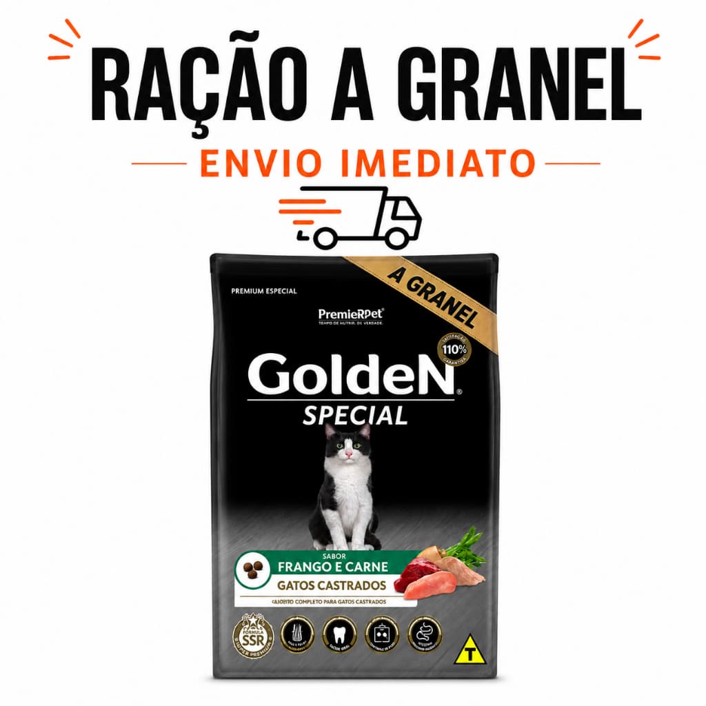 Ração Golden Special Gatos Castrados Frango e Carne | Original Fracionada Premium | FRACIONADA