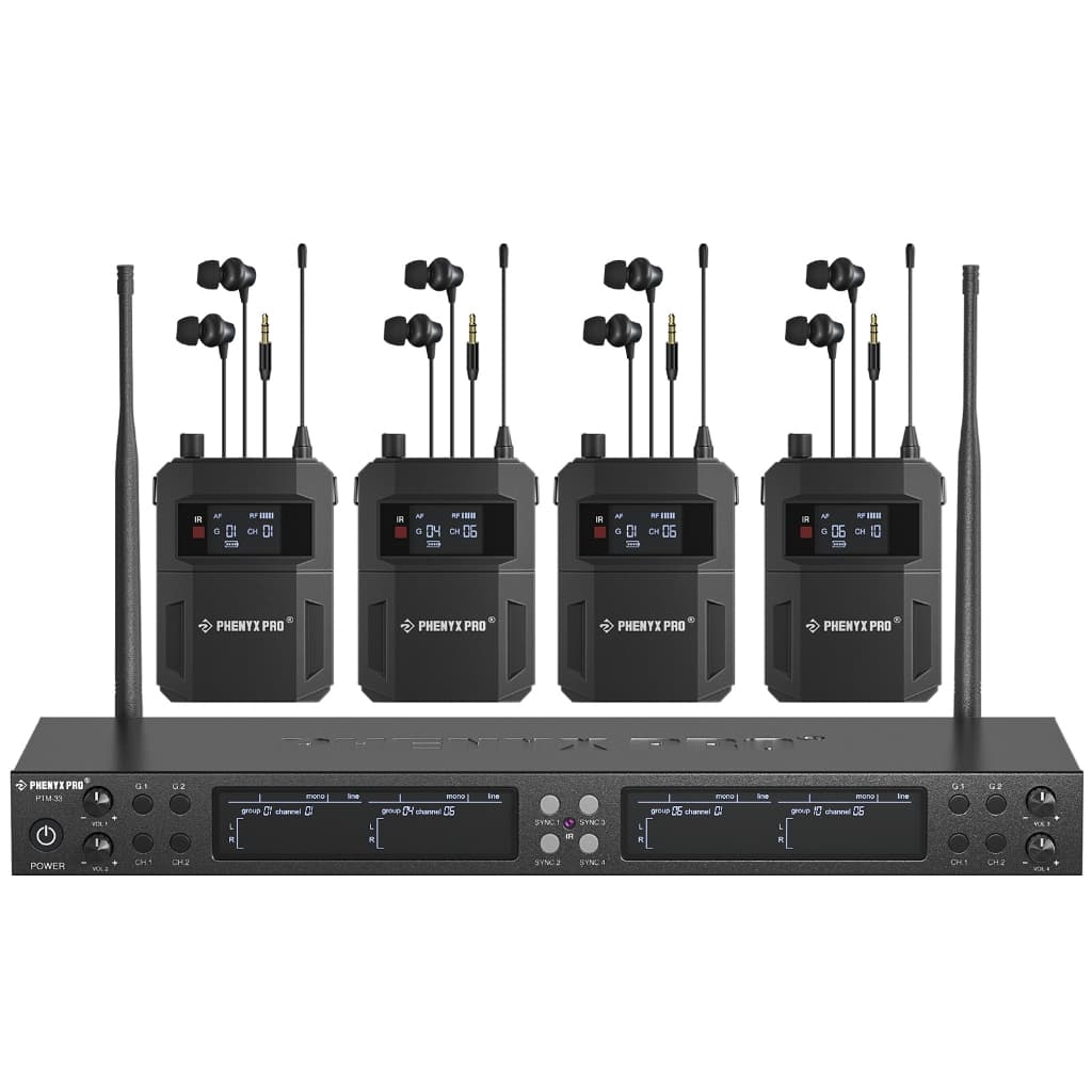 Phenyx Pro PTM-33 sistema de monitor intra-auricular sem fio quad channel 500 mhz/900mhz