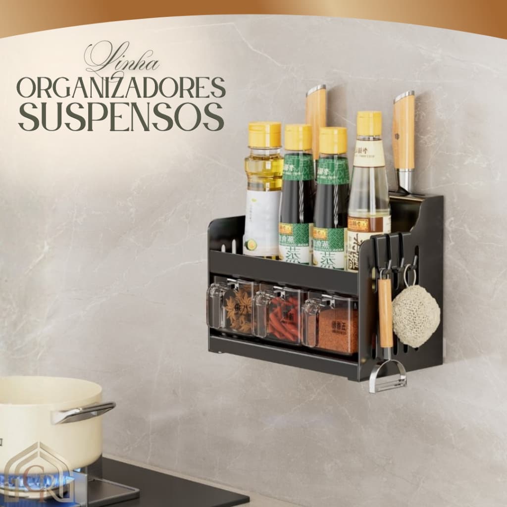 Organizador Suspenso Cozinha Porta Temperos Condimentos Utensilios Pratico Funcional