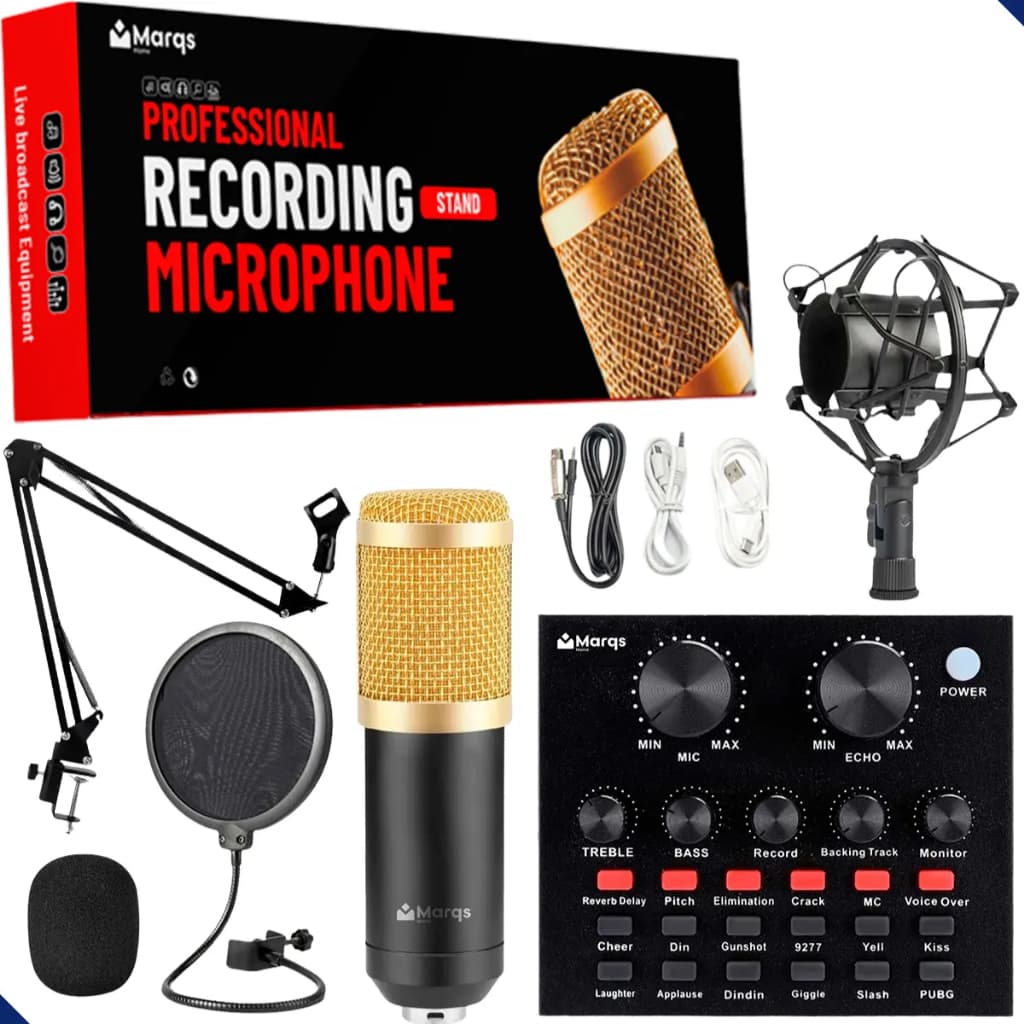 Kit Gravacao Podcast Interface Audio V8 E Microfone Bm800 Profissional