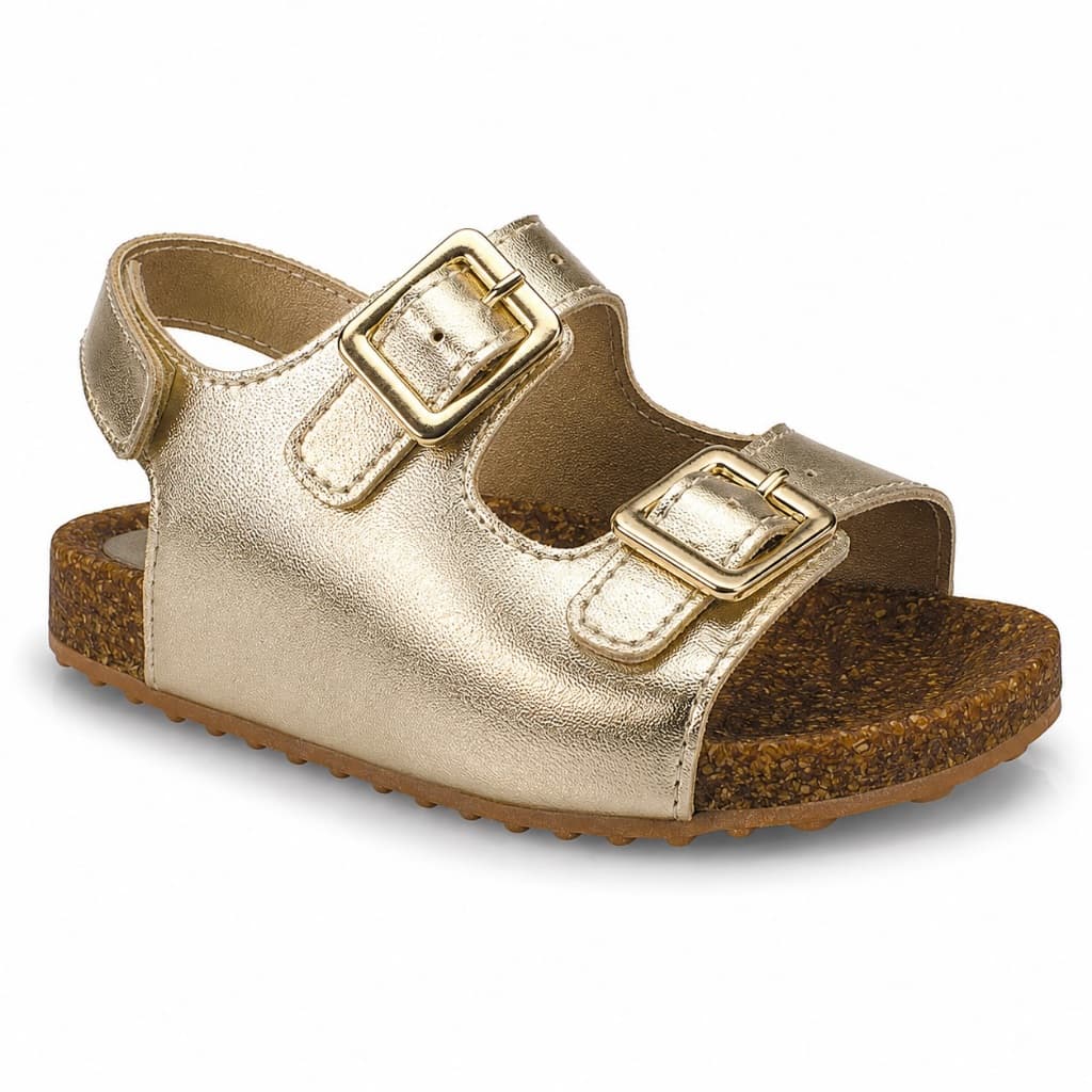 Sandália Birken Infantil Feminina Pequito Anatômica Fivela Ajustável Verão Dourado Rosê 9728