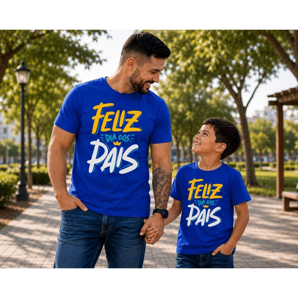 Kit Camiseta Pai e Filho Feliz Dia dos Pais Algodão Premium Presente Criativo