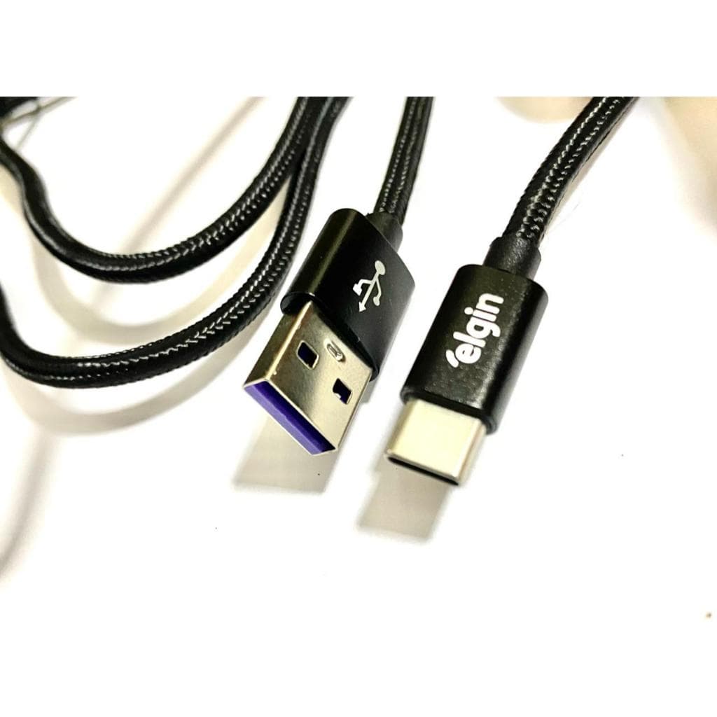 Cabo USB Tipo C para USB 2.0 AM Nylon Preto 1,5m Elgin