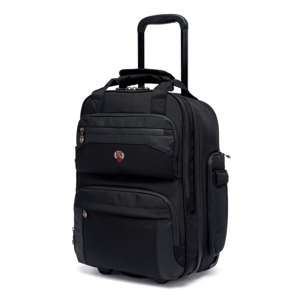 Mochila Rodinha Executiva Viagem Trabalho Resistente Preta Swissport