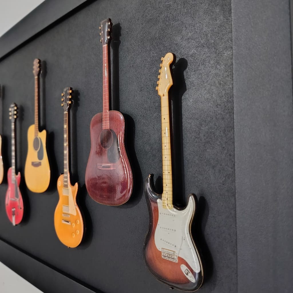 Quadro decorativo guitarras e violões 50x25cm instrumentos musicais