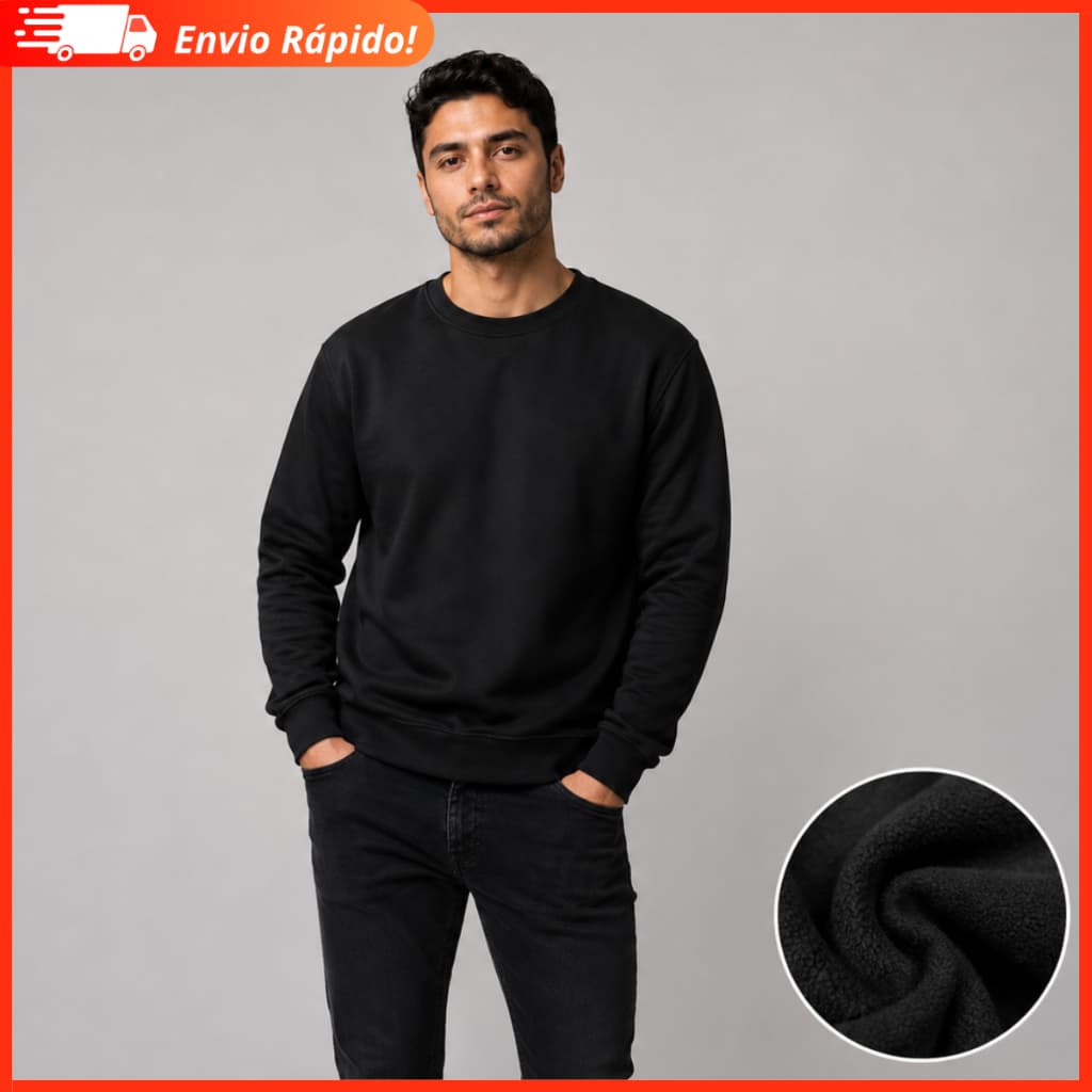 Moletom Gola Careca Masculino Liso Blusa Flanelada Unissex