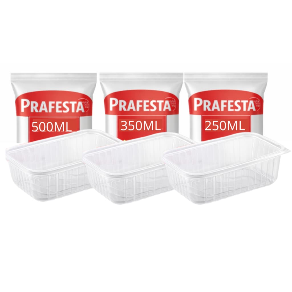Kit 72 Potes Prafesta (500ml + 350ml + 250ml) | Micro-ondas e Freezer | Marmita DELIVERY FASTFOOD