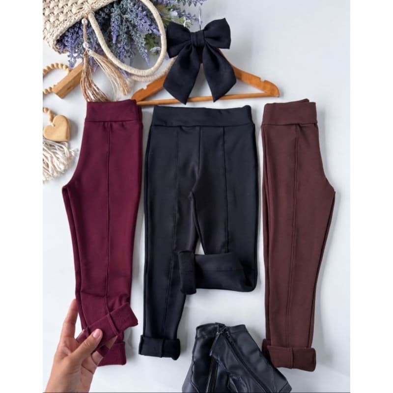 Leggy felpada para menina, leggy peluciada infantil