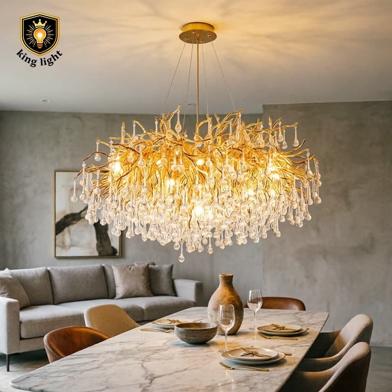 Lustre Pendente De Cristal Moderno Luxo Estilo Galhos Artístico Nordic Sala De Estar para Sala Jantar Bar e Hall