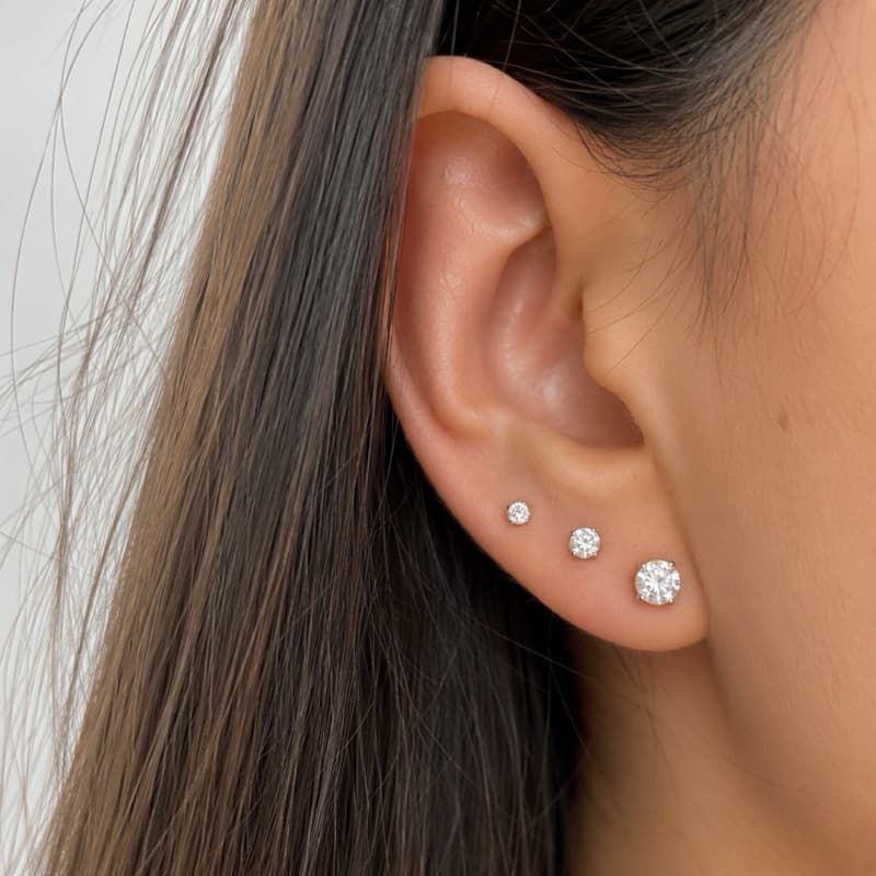 Trio Brinco Cristal Ponto De Luz Zircônia Strass A Prata 925 Antialérgico