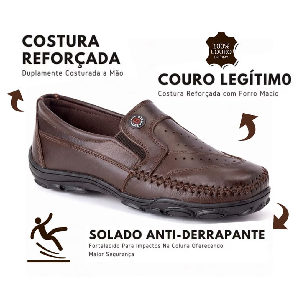 Mocassim Sapatilha Masculina Couro Legitimo Docksider Confortavel
