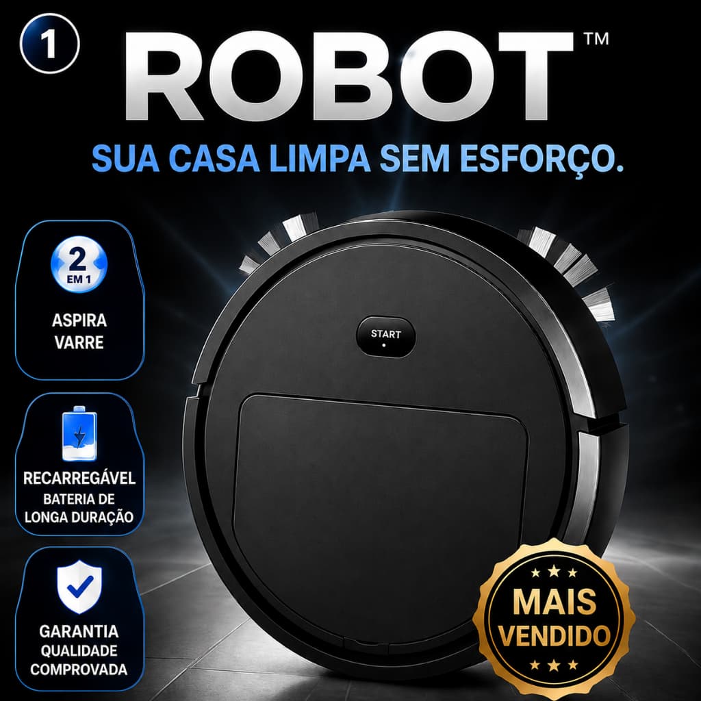 ROBOT™ — Robô Aspirador Inteligente 2 em 1 Aspira e varre  Automático 110V
