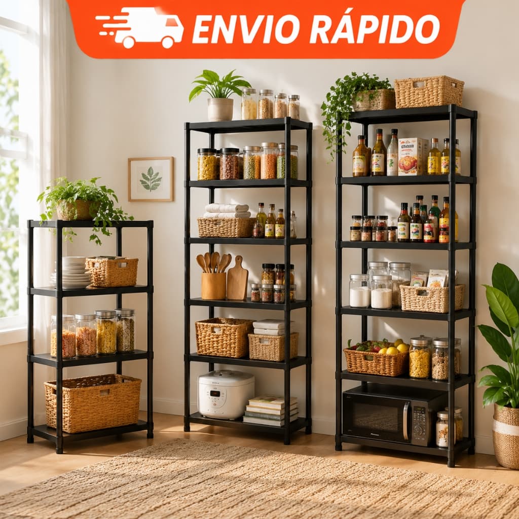 Estante Modular Organizador Multiuso 2 a 7 Prateleira Plástico Resistente Pé Cozinha Banheiro Quarto