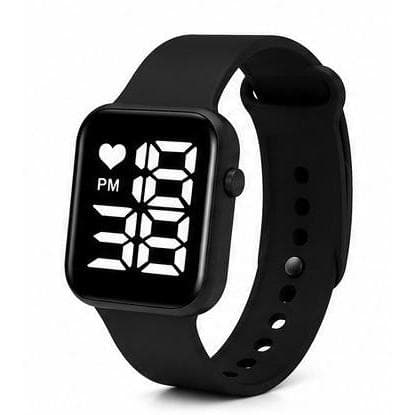 Relógio Digital LED Masculino e Feminino – Pulseira Silicone Preto | Leve, Moderno e Confortável Treino Academia Esporte