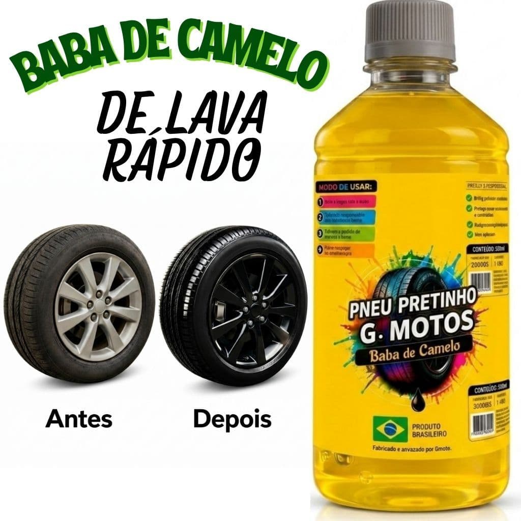Lustrador Pretinho Baba de Camelo Limpa Pneu Automotivo 500ml