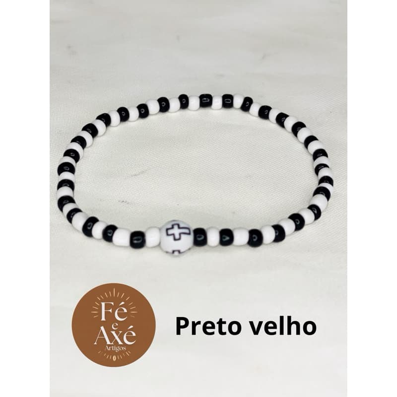 pulseira preto e branco, preto velho, omolu umbanda candomblé