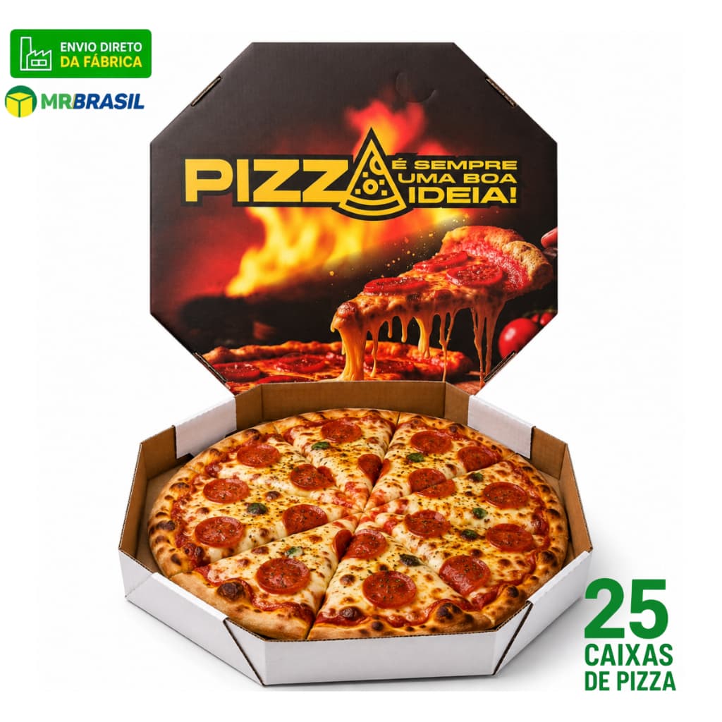 CAIXA DE PIZZA OITAVADA 35CM - KIT 25UN - ACABAMENTO PREMIUM