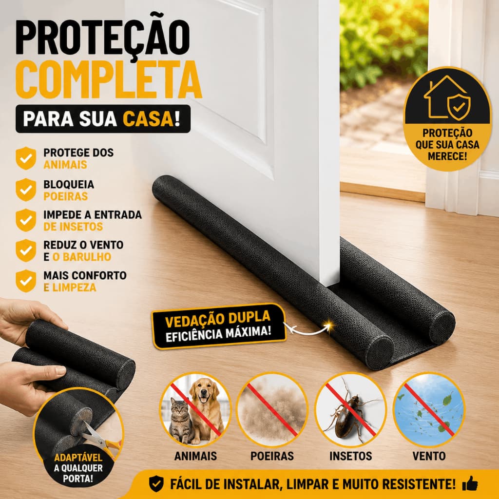 Protetor De Porta Veda Pó Duplo Matelado Contra Poeira Insetos Vento Baixo Da Porta Casa