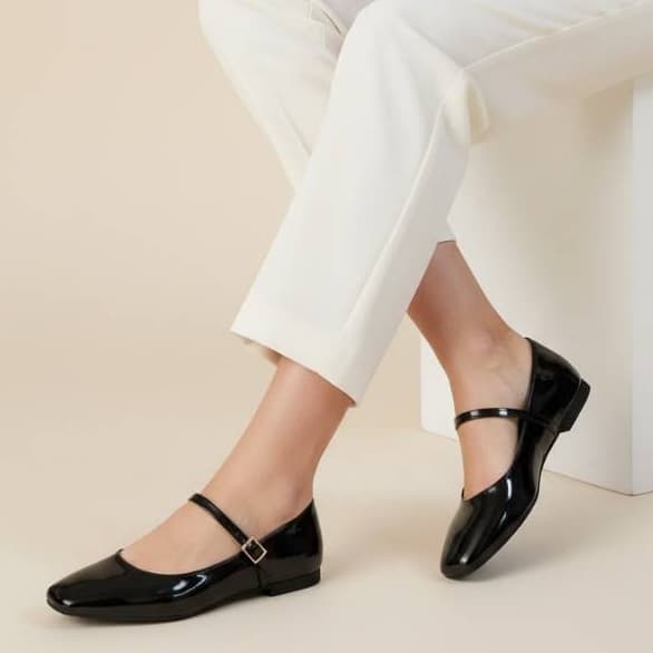 Sapatilha Feminina Mary Jane Confortável Luxo Elegante Sapato Feminino Boneca  Bico Quadrado Preto