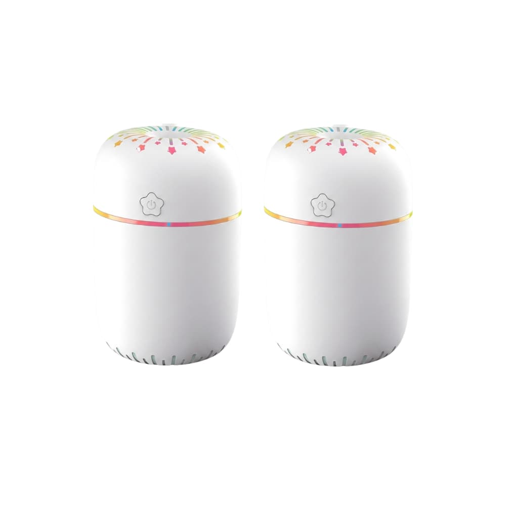 Kit 2 Umidificador De Ar Portátil Usb Purificador Aromatico Cor Branco