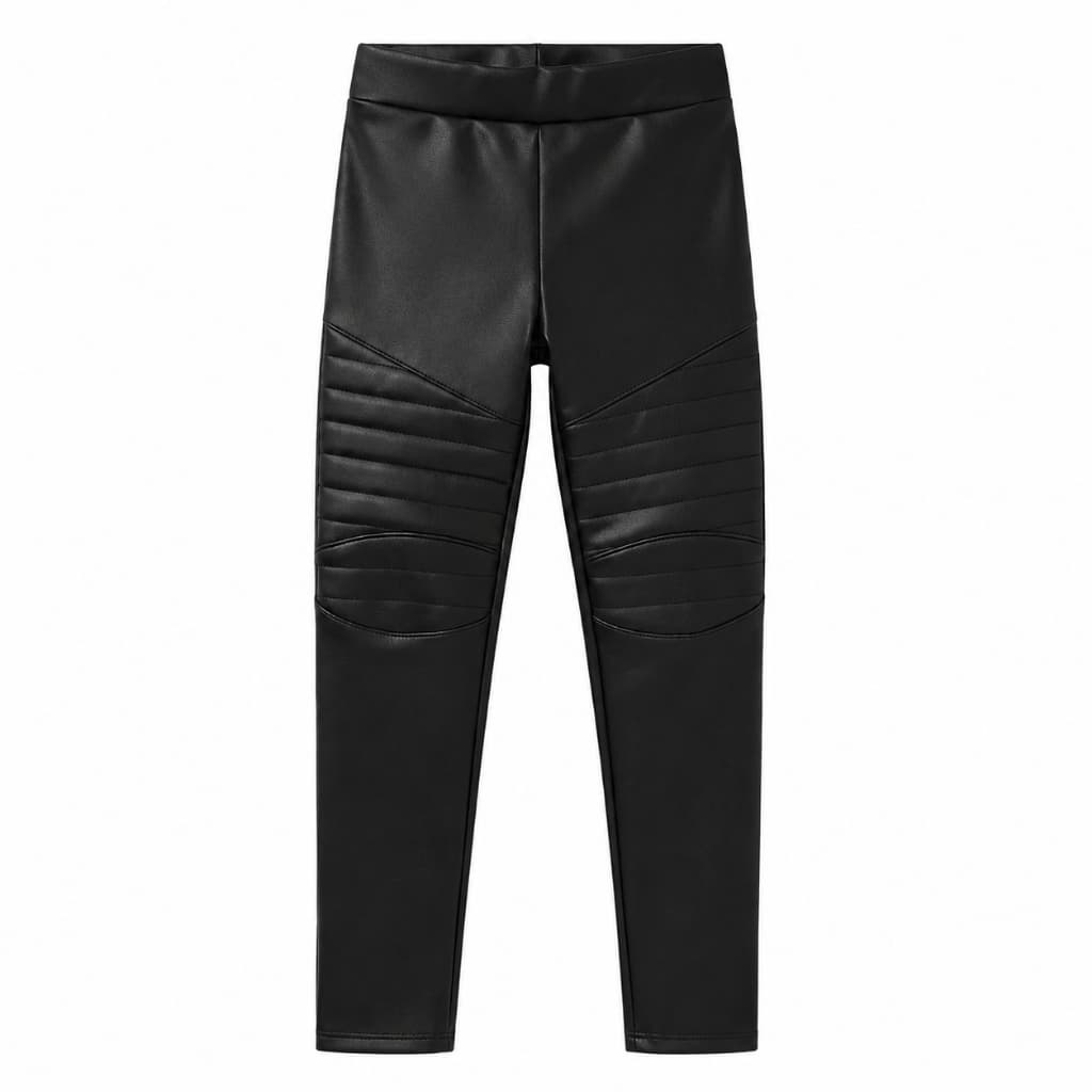 Calça Infantil Feminina Cirrê Tratorada Legging Couro Sintético Tam 2 ao 10