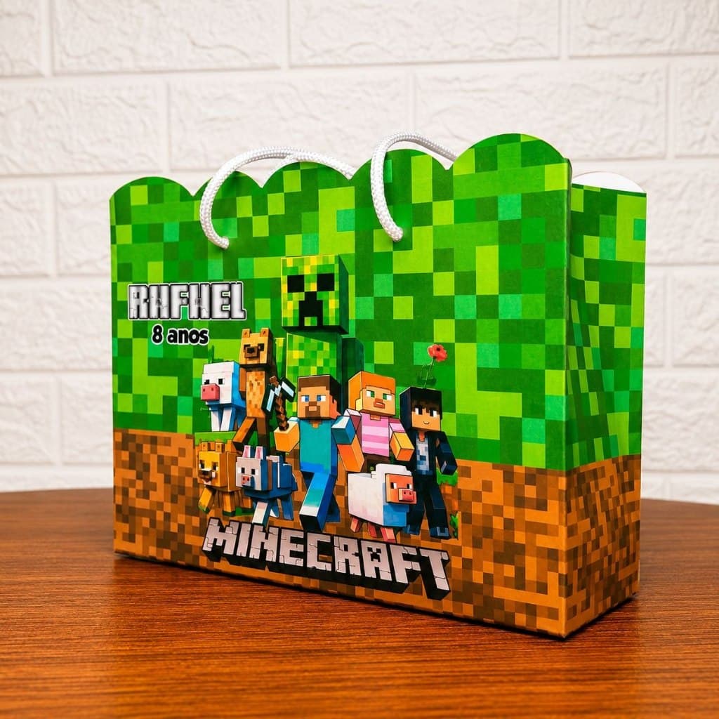 Sacolinha Ondulada Minicraft (Minecraft) Personalizada Pegue e monte