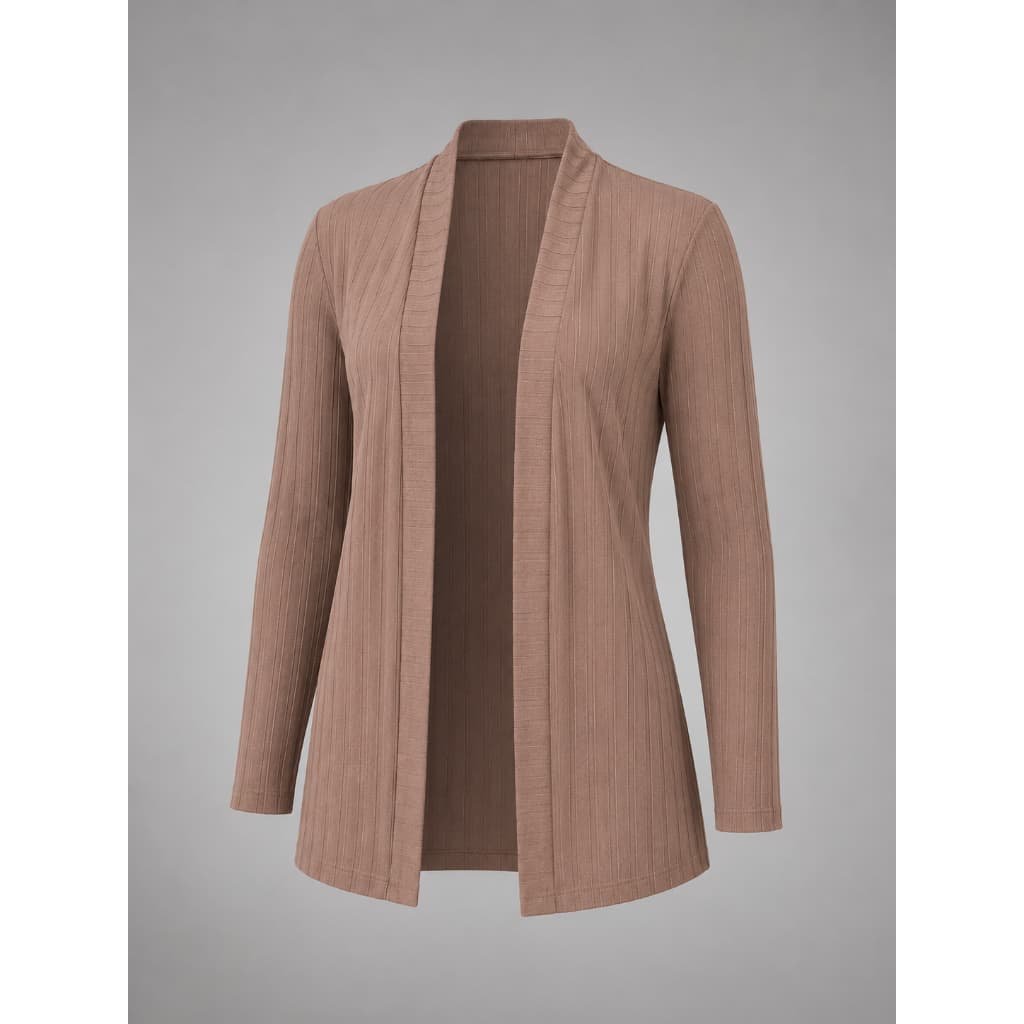 Cardigan Feminino Canelado Aberto Casaco Leve Manga Longa Moda Inverno Outono M ao GG