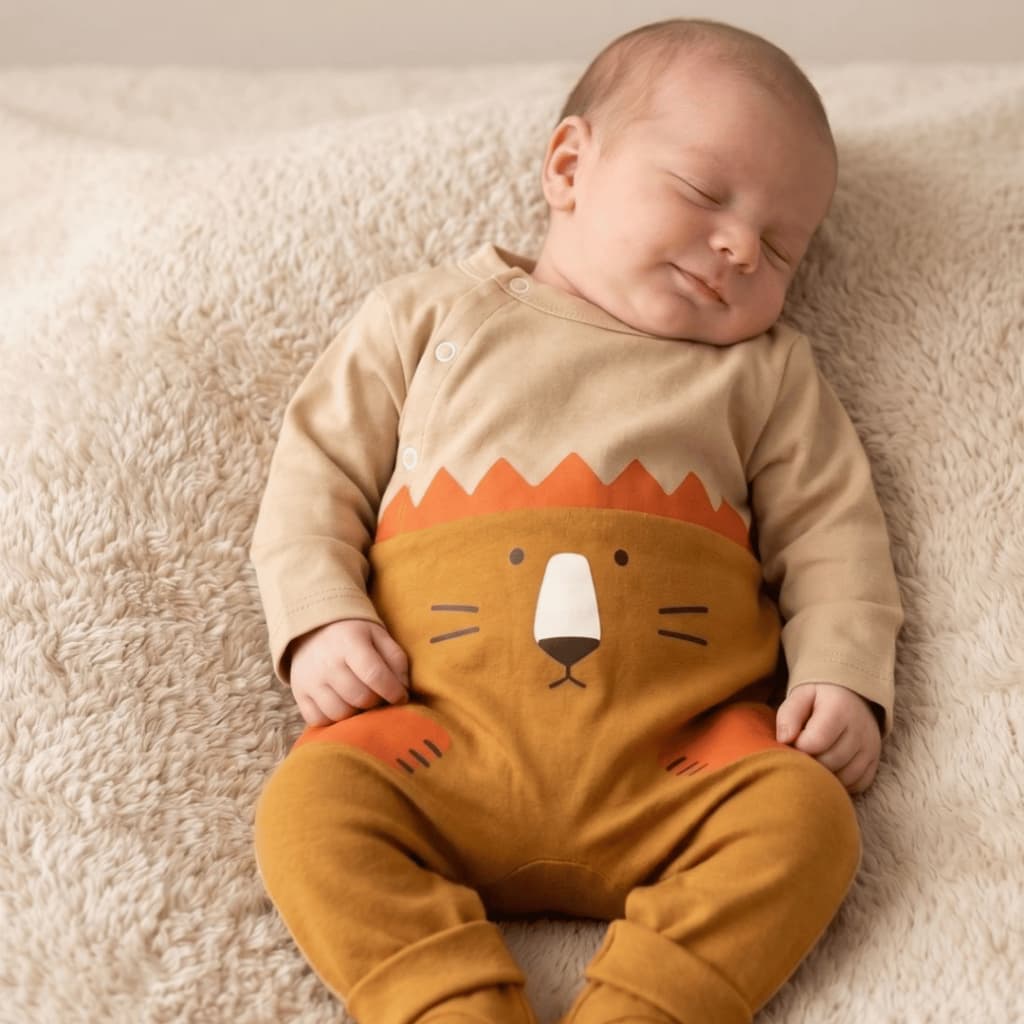 Macacão Bebê Leãozinho manga longa – 0 a 3 Meses recém nascido clean menino