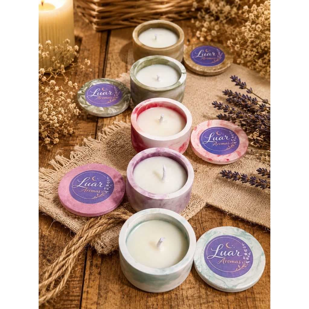 Kit 2 velas aromaticas artesanal em pote de gesso - Luar aromas 40g Velas decorativas e para presentear